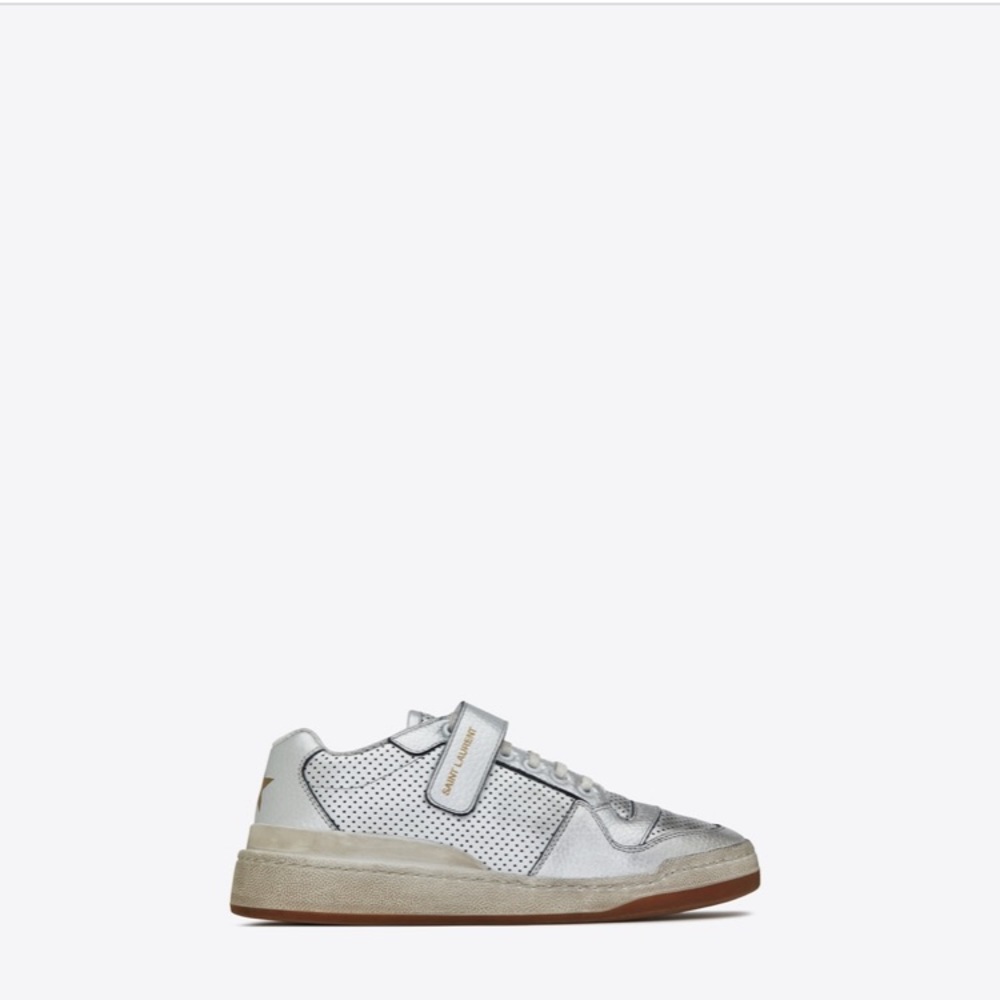YSL Silver Sneaker in Lamé Leather
